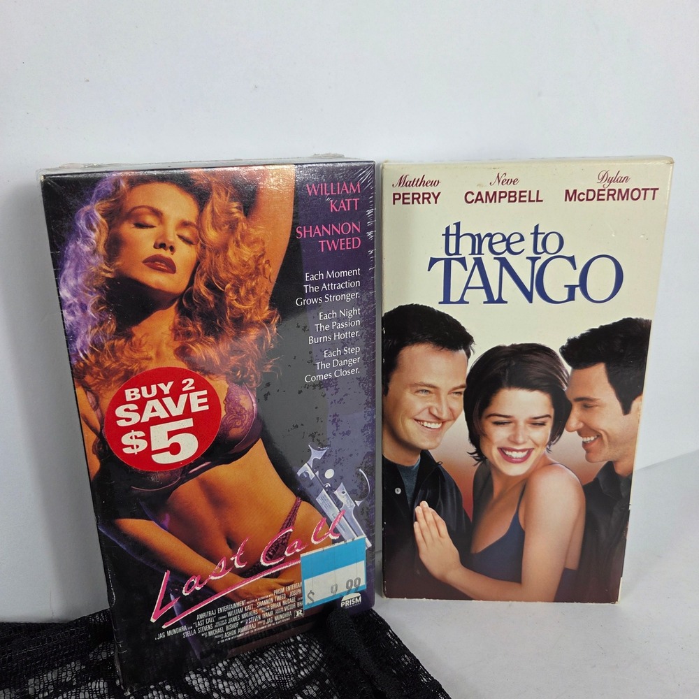 Last Call Shannon Tweed & Three to Tango Matthew Perry VHS Tape Bundle 90s Movie